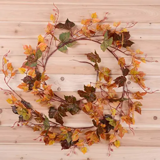 2 Pack Fall Maple Leaf Garland - 6.5ft/Piece Artificial Fall Foliage Garland Autumn Decoration for Home Wedding Halloween Party Thanksgiving {3}