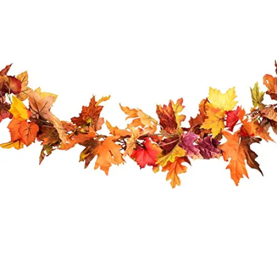 2 Pack Fall Garland Maple Leaf, 5.9Ft/Piece Hanging Vine Garland Artificial Autumn Foliage Garland Thanksgiving Decor for Home Wedding Fireplace Party Christmas {5}