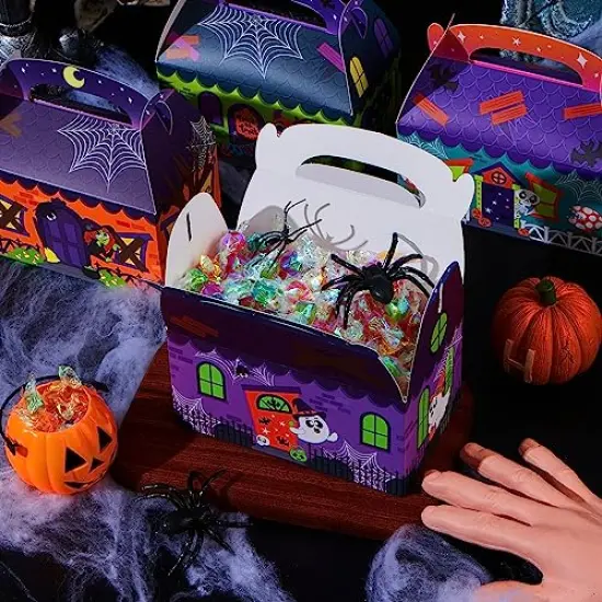JOYIN 32 Pcs Halloween Trick or Treat Candy Boxes (5.6"x5.66"x3.5"), 3D Halloween House Cardboard Treat Boxes, Cupcake Cookie Goodie Boxs for Halloween Party Favor Supplies {3}