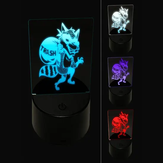 Raccoon Trash Bandit Thief 3D Illusion LED Night Light Sign Nightstand Desk Lamp {1}