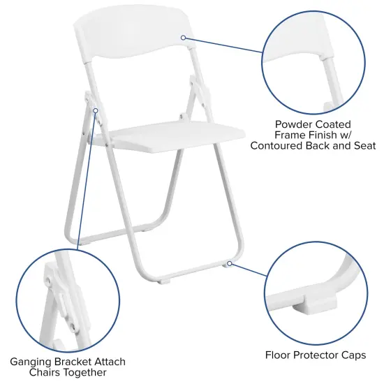 Emma and Oliver 2 Pack Commercial Event Plastic Folding Chair with Ganging Brackets Black {7}