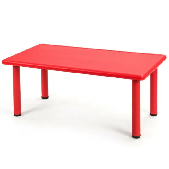 Kids Plastic Rectangular Play Table with Steel Pipe Suitable for Indoor or Outdoor Use Red {4}