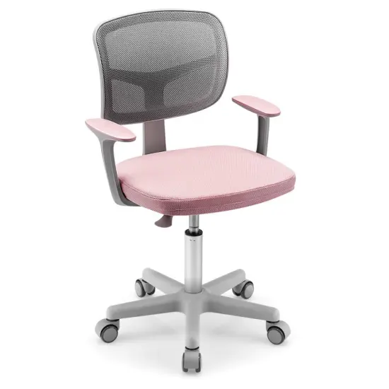 Adjustable Desk Chair with Auto Brake Casters for Kids Pink {8}