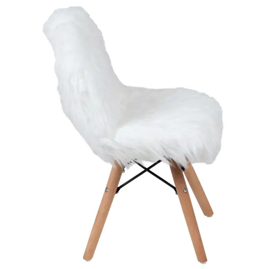 Emma and Oliver Kids Shaggy Dog Accent Chair - Desk Chair - Playroom Chair White {5}