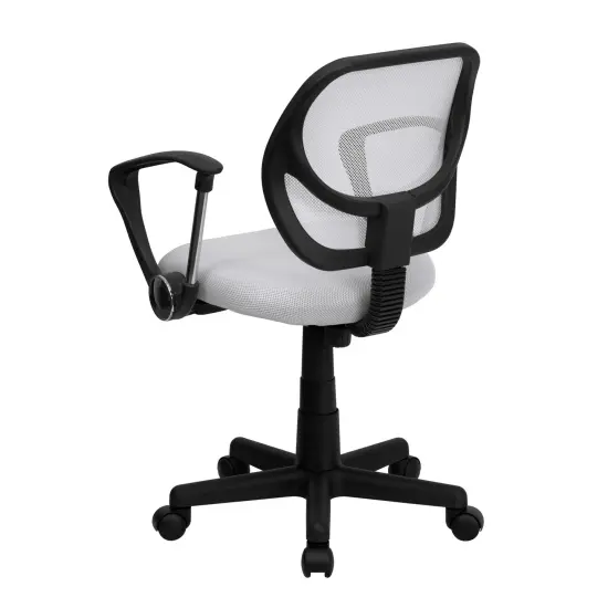 Emma and Oliver Mid-Back Mesh Swivel Task Office Chair with Curved Square Back and Arms Black {8}