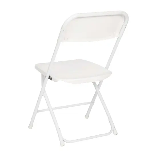 Emma and Oliver 4 Pack of Zia All-Weather, Extra Wide Contoured Plastic Folding Chairs with Metal Frame and 650 lb. Static Weight Capacity White {4}