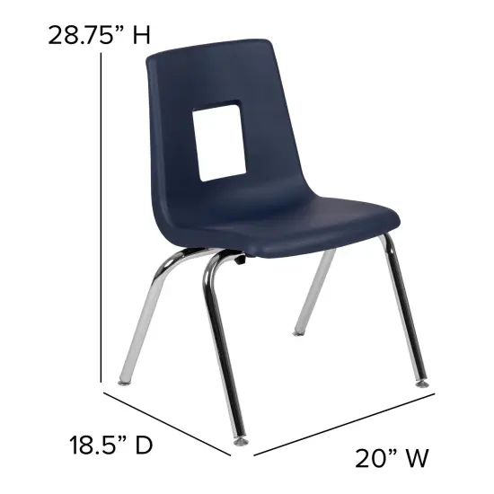 Emma and Oliver Student Stack School Chair - 16-inch Navy {4}