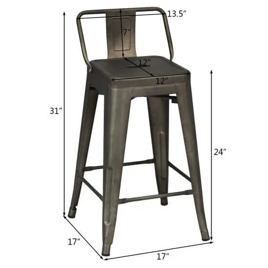 24" Set of 4 Cafe Side Chairs with Rubber Feet and Removable Back {5}
