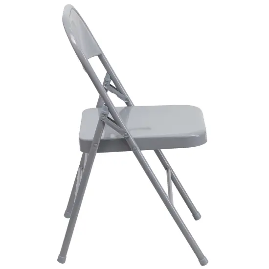 Emma and Oliver 2 Pack Home & Office Portable Party Events Steel Metal Folding Chair Gray {5}