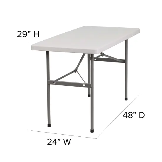 Emma and Oliver 4-Foot Plastic Folding Table White {3}