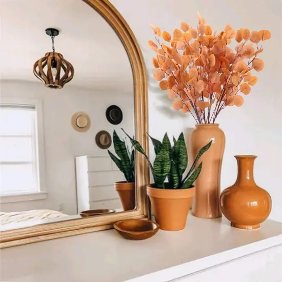 4pcs Fall Stems Artificial Eucalyptus Leaves Artificial Autumn Branches Table Centerpiece {3}