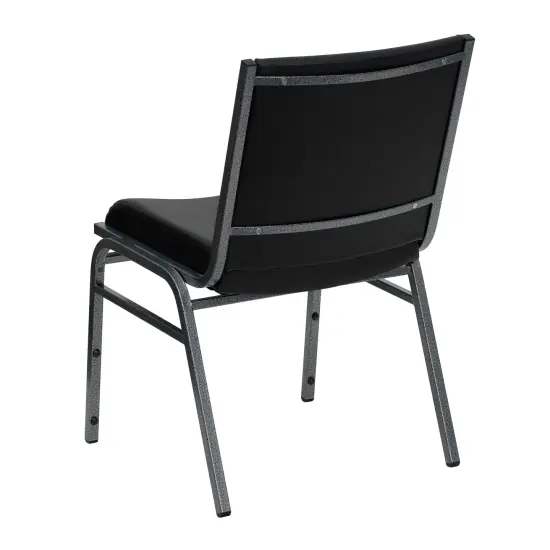 Emma and Oliver Heavy Duty Reception/Guest Stack Chair Black Vinyl {3}