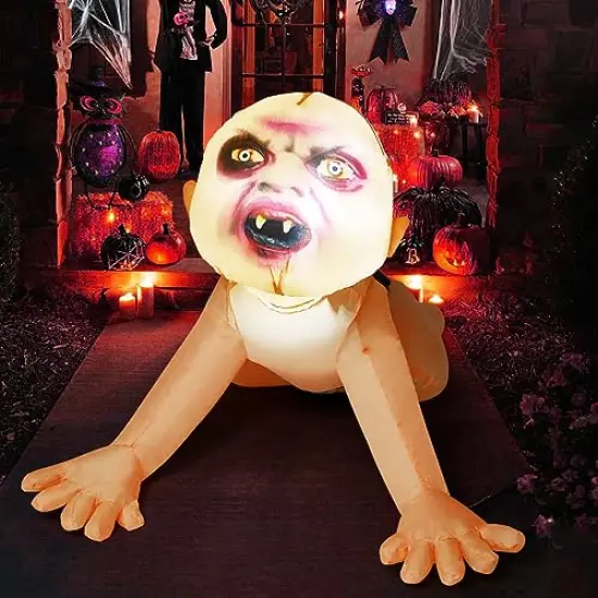 4FT Halloween Inflatable Outdoor Zombie Baby Blow Up Yard Decoration with LED Lights Built-in for Holiday/Party/Yard/Garden {5}