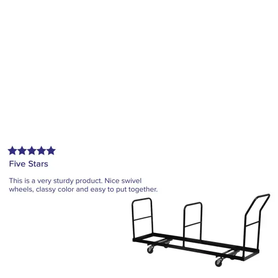 Emma and Oliver Vertical Storage Folding Chair Dolly - 35 Chair Capacity Black {3}