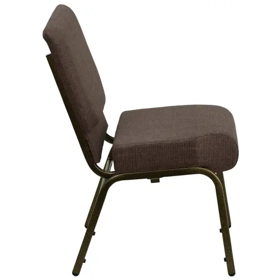 Emma and Oliver Stacking Auditorium Chair with 21" Seat BrownFabric/GoldVein {6}