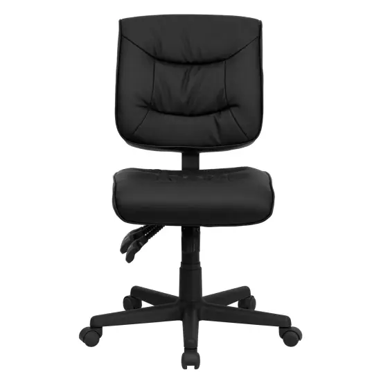 Emma and Oliver Mid-Back Leather Multifunction Swivel Ergonomic Task Office Chair Black {3}