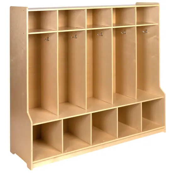 Emma and Oliver Wood School Coat Locker with Bench, Cubbies and Storage Organizer Hook Natural {2}