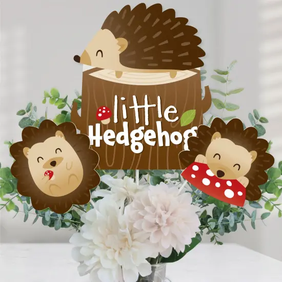 Big Dot of Happiness Forest Hedgehogs - Woodland Birthday Party or Baby Shower Centerpiece Sticks - Table Toppers - Set of 15 {1}