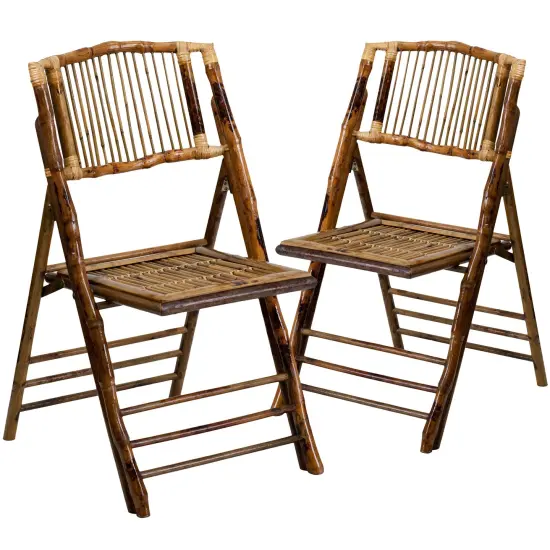 Emma and Oliver Bamboo Folding Chairs |&nbsp;Set of 2 Bamboo Wood Folding Chairs {1}