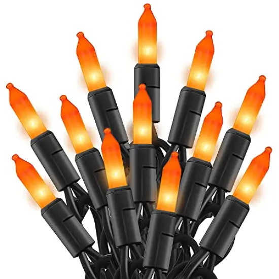 TW SHINE Orange Halloween Lights, 20FT 100 Count Incandescent Halloween Mini String Lights, Waterproof Halloween Decorations for Outdoor Indoor Patio Home Party Garden Yard Decor {1}