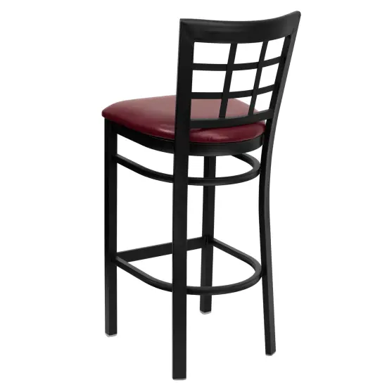 Emma and Oliver 2 Pack Window Back Metal Restaurant Barstool Mahogany/BlackMetal {8}