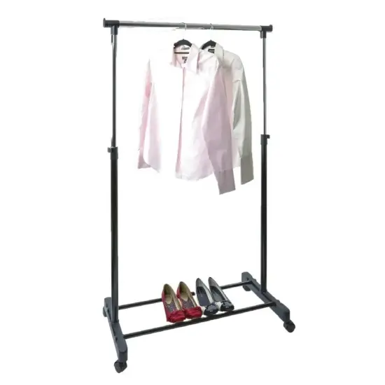 Black Stainless Steel Double Rod Clothes Rack {1}