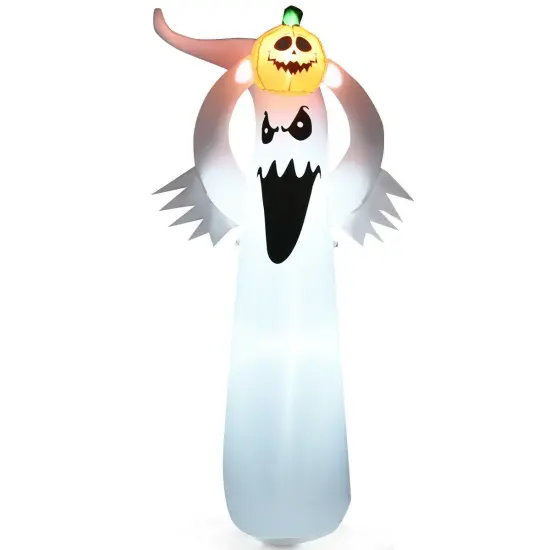 6 Feet Halloween Inflatable Blow Up Ghost with Pumpkin and LED Lights {1}