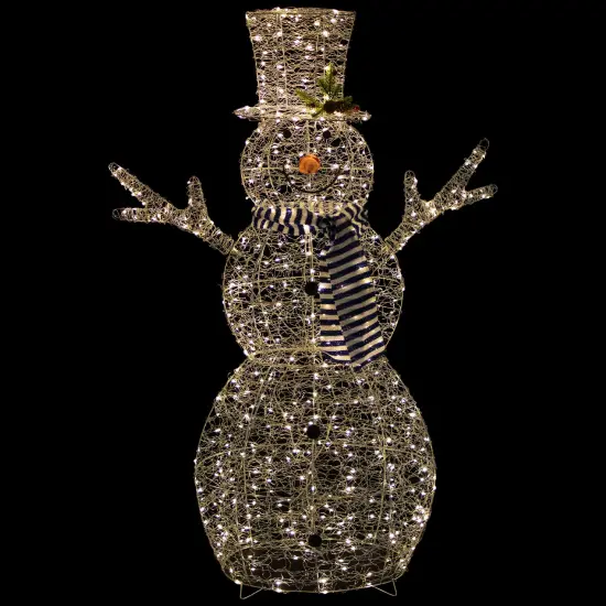 Northlight 48" LED Lighted Silver Mesh Snowman Outdoor Twinkling Christmas Decoration {4}