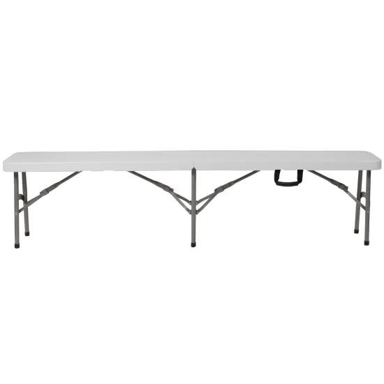 Emma and Oliver 11''W x 72"L Bi-Fold Folding Bench with Carrying Handle Granite White {2}