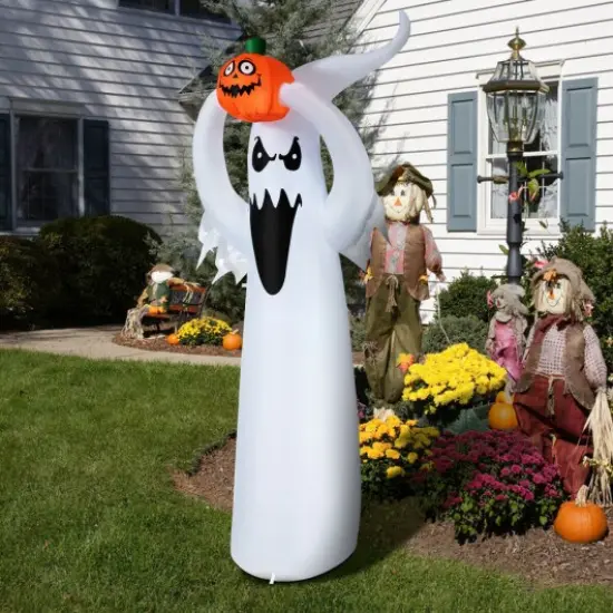 6' Halloween Inflatable Air Blown Ghost with Pumpkin {2}