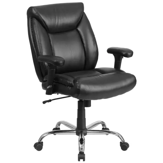Emma and Oliver 400 lb. Big & Tall Mid-Back Deep Tufted Ergonomic Task Office Chair & Arms Black Fabric {6}