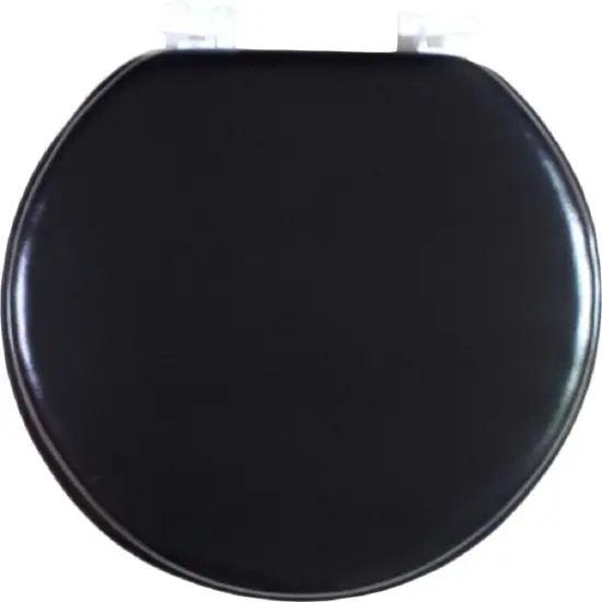 J&V Textiles Soft Round Toilet Seat With Easy Clean & Change Hinge, Padded Black {1}