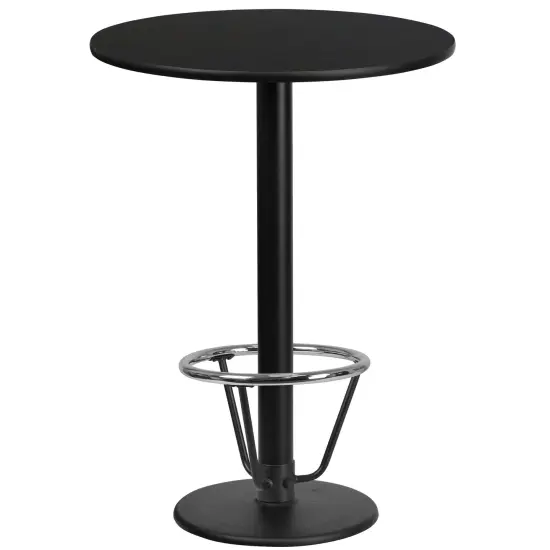Emma and Oliver 24" Round Laminate Bar Table with 18" Round Foot Ring Base Black {1}