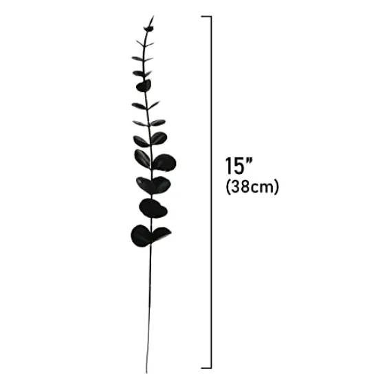26 Pcs Black Artificial Eucalyptus Stems Faux Halloween Flowers Eucalyptuses Real Touch Leaf Centerpiece Home Decor (26, Black) {6}