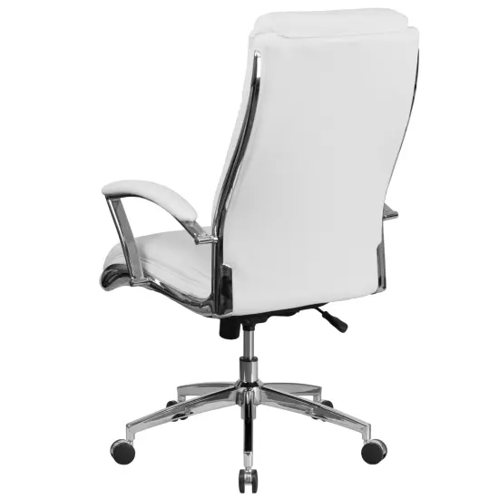 Merrick Lane Lombard High-Back Office Chair with Padded Arms Ergonomic Executive Swivel Task Chair with Headrest White {4}