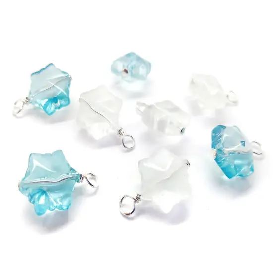 Snowflake Bead Dangles, 8 pieces, Mix of Light Blue and White Charms, Adorabilities {2}