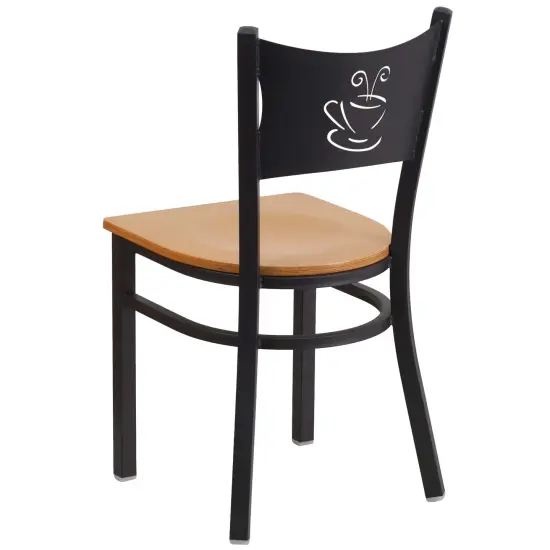 Emma and Oliver Coffee Back Metal Restaurant Dining Chair Natural/BlackMetal {3}