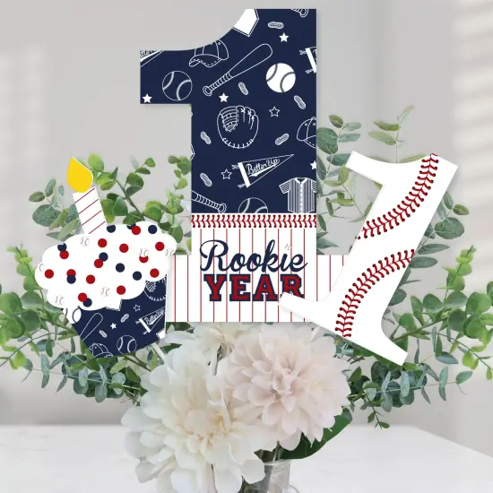 Big Dot of Happiness 1st Birthday Batter Up - Baseball - First Birthday Party Centerpiece Sticks - Table Toppers - Set of 15 {1}
