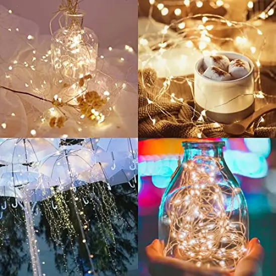 12 Pack Fairy Lights Battery Operated (Included), 6.5ft 20 LED Mini String Lights, Waterproof Silver Wire Firefly Starry Lights for DIY Wedding Christmas Party Mason Jars Decor, Warm White {5}