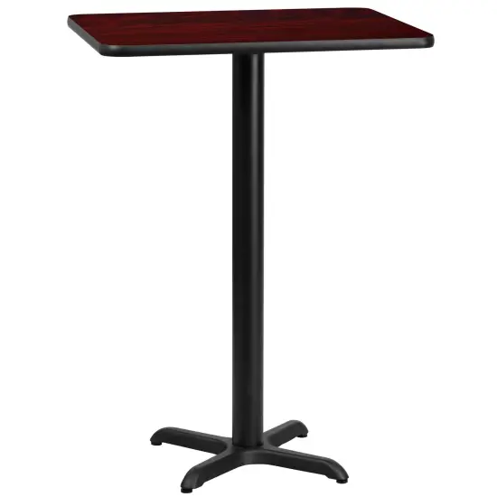 Emma and Oliver 24"x30" Rectangular Laminate Bar Table with 22"x22" Base Mahogany {1}