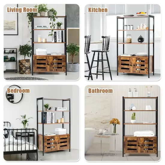 Costway Industrial Storage Cabinet Bookshelf Bookcase Bathroom Floor Cabinet W/3 Shelves {5}