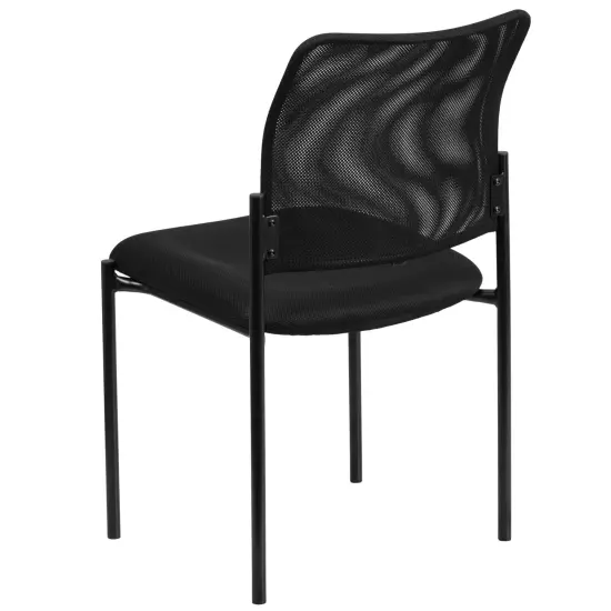 Emma and Oliver Mesh Comfortable Stackable Steel Side Chair Black {4}