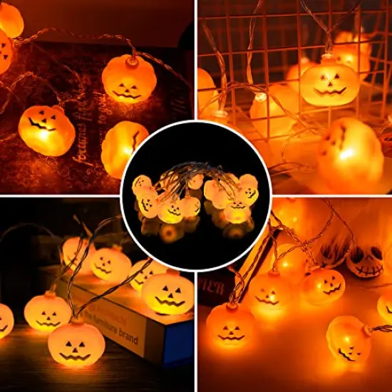 16.4Ft 30LED Pumpkin String Lights Halloween Decorations , Battery Operated 2 Modes Light Halloween Decor Clearance for Home Indoor Outdoor Halloween Thanksgiving Festival Costumes Party Decorations {3}