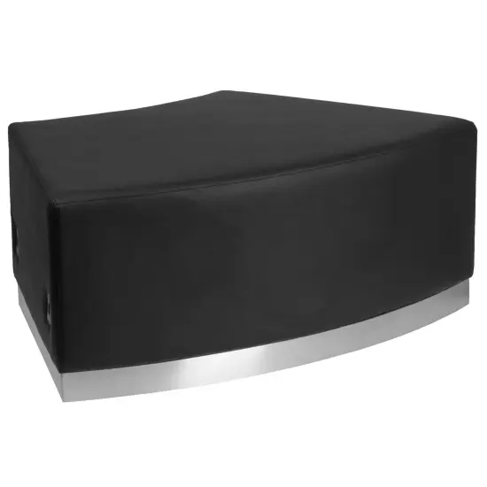 Emma and Oliver Modular Backless Convex Chair with Brushed Stainless Steel Base Black {1}