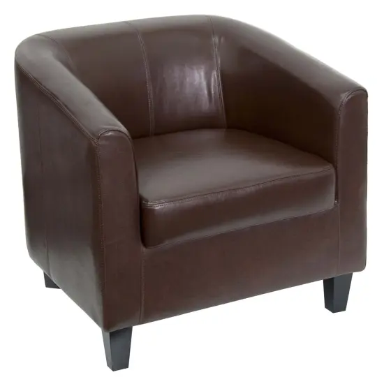 Emma and Oliver Faux Leather Lounge Chair with Sloping Arms Black {6}