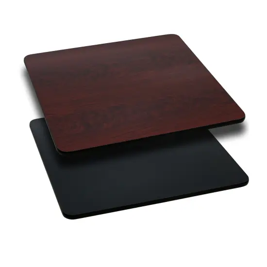 Emma and Oliver 36" Square Table Top with Reversible Laminate Top Black/Mahogany {1}
