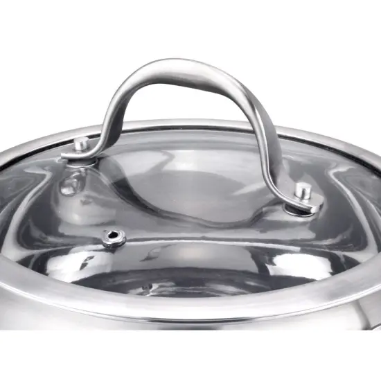 Stainless Cookware, 9.5-Inch Fry Pan with Lid, Tri-Ply Stainless Steel, Professional Grade, Silver, {2}