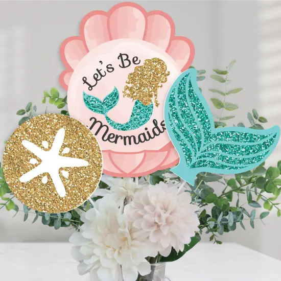 Big Dot of Happiness Let's Be Mermaids - Baby Shower or Birthday Party Centerpiece Sticks - Table Toppers - Set of 15 {1}