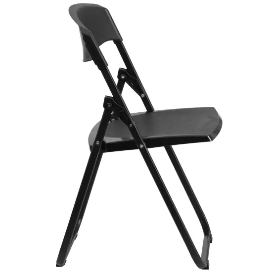 Emma and Oliver 2 Pack Commercial Event Plastic Folding Chair with Ganging Brackets Black {5}