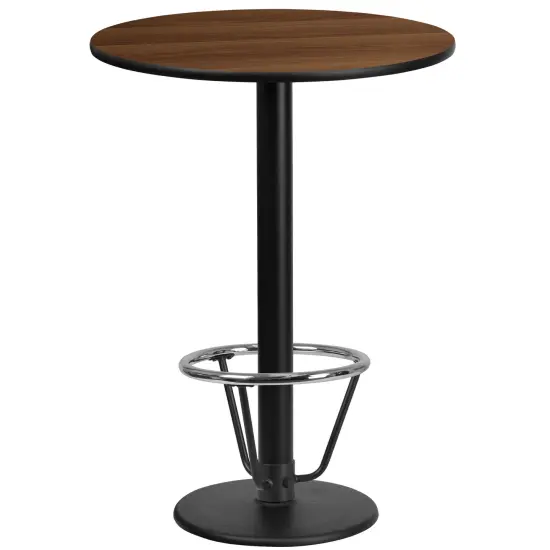 Emma and Oliver 24" Round Laminate Bar Table with 18" Round Foot Ring Base Mahogany {3}